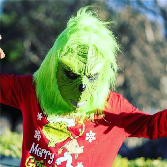 Green Monster Mask, Christmas Cute Costume Mask, Latex Role Play Mask - Picture 3 of 6